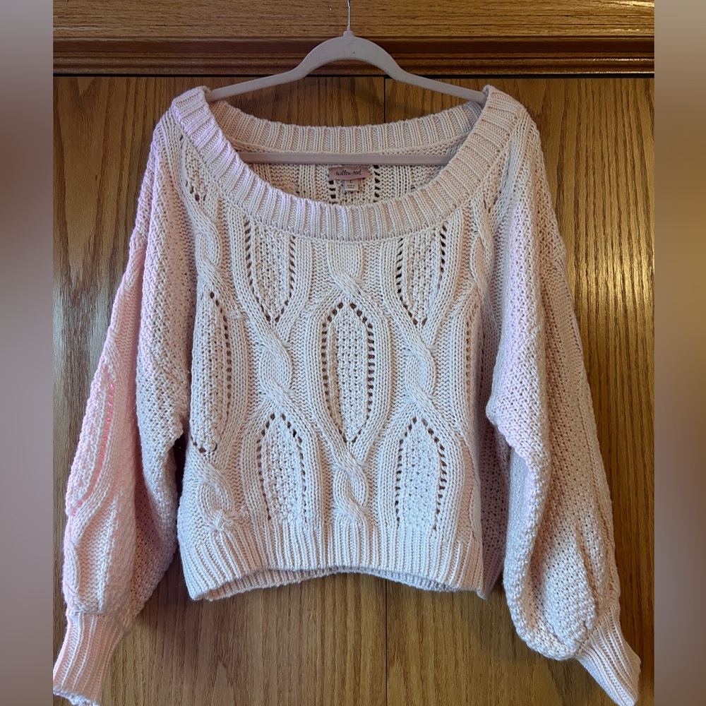 Willow + Root Cropped Pink Knit Sweater